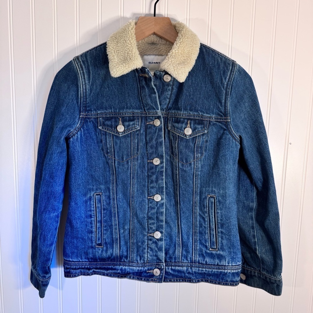 Old Navy Denim Jacket with Cream Sherpa Collar/ Interior 100% Cotton Size XS